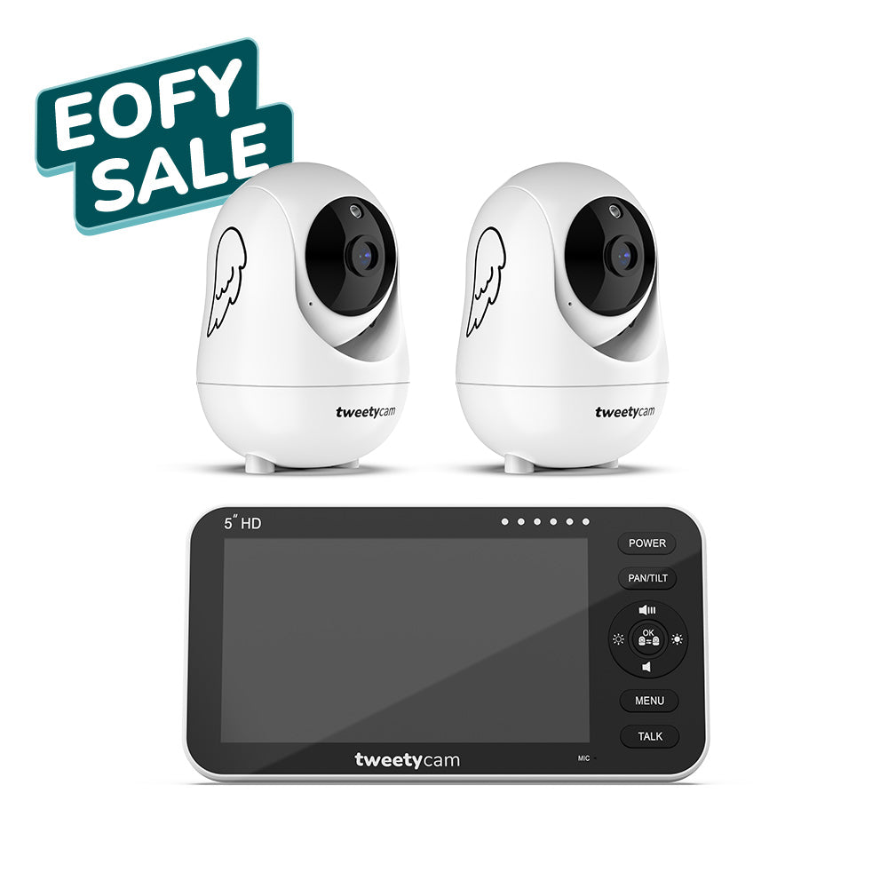 Tweetycam baby monitor with two cameras