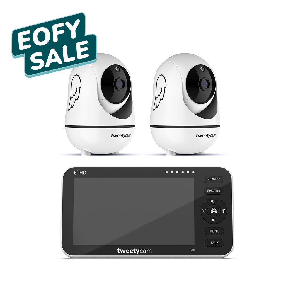 Tweetycam baby monitor with two cameras