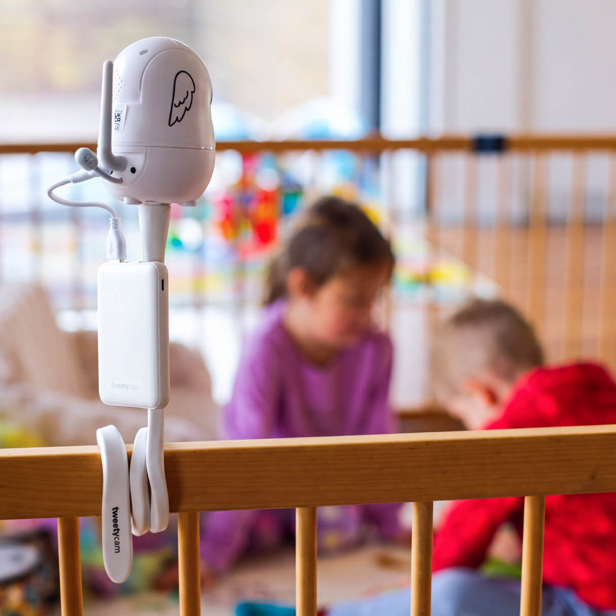 Tweetycam baby monitor with two cameras