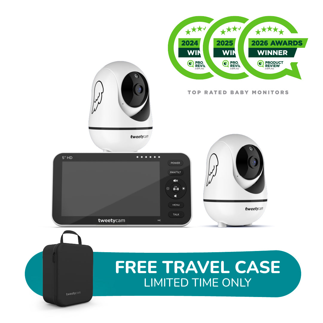 Tweetycam baby monitor with two cameras